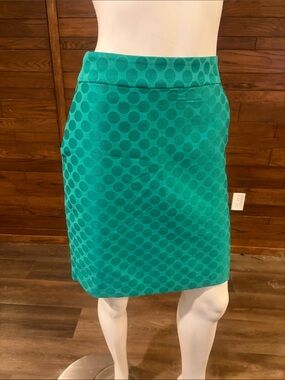 Banana Republic Teal Polka Dot Jacquard Pencil Skirt